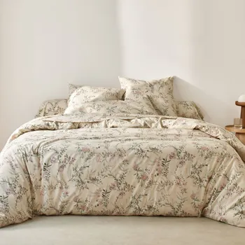 Povlečení Blancheporte Bavlněné povlečení Yseult s potiskem písková povlak na přikrývku 140x200 cm