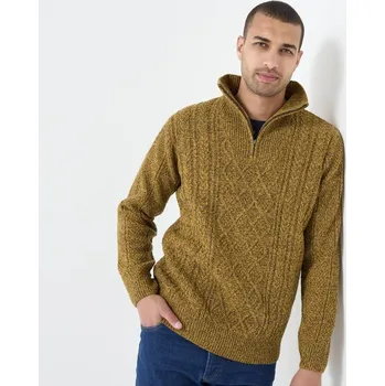 Pánský svetr Blancheporte Pulovr s irským vzorem a stojáčkem na zip kari melír 137/146 (4XL)