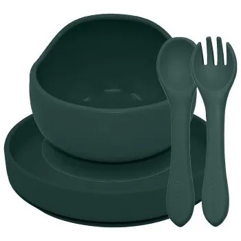 dětská jídelní sada PETITE&MARS Set jídelní silikonový TAKE&MATCH 3 ks Misty Green 6m+