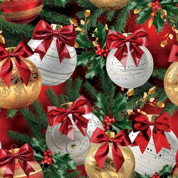 Vánoční ozdoby se zlatým zdobením, dekorativní látka NINA VODOODPORNA 160 cm, barva 003 červená