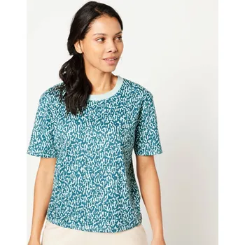 Blancheporte Rovné tričko s krátkými rukávy a potiskem tyrkysová/petrolejová 52