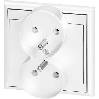 Elektrická zásuvka Zásuvka zapuštěná dvojitá 2x2P+E Luna, 16A, 250V, PT-6LR, bílá