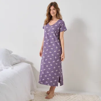 Dámská noční košile Blancheporte Dlouhá noční košile s potiskem oveček šedá purpurová 52