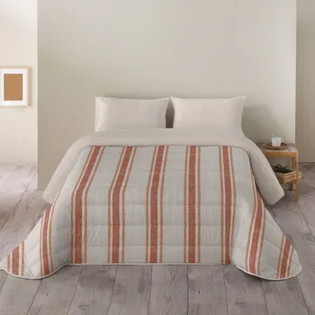 přikrývka Blancheporte Pruhovaná přikrývka z mikrovlákna 200g/m2 kaštanová/béžová 220x240 cm