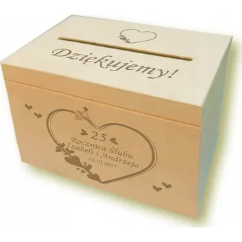 Dárková krabička Truhla na PŘÁNÍ obálky K VÝROČÍ SVATBY s gravírováním dřevěná
