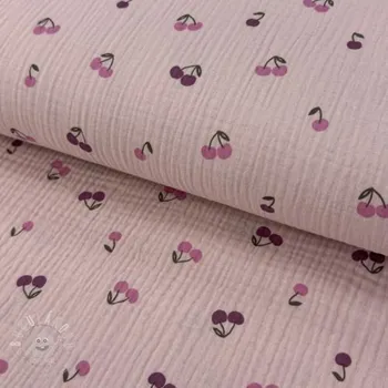 Dvojitá gázovina/mušelín Fruits cherry soft rose