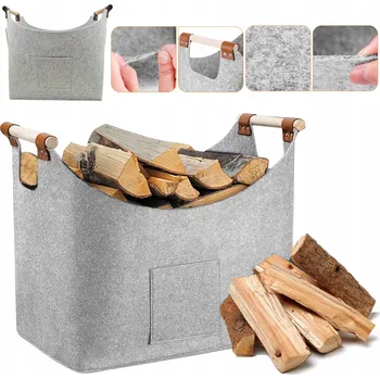 VELKÝ PLSTĚNÝ KOŠ NA DŘEVO ke KRBU 57L s uchy, taška