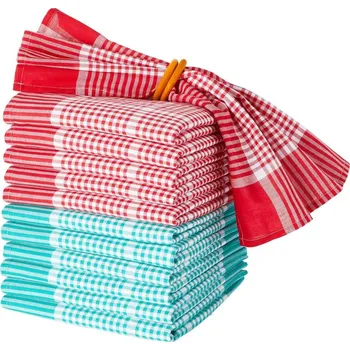 Utěrka Blancheporte Sada kostkovaných textilních ubrousků červená/bílá 12ks 50x70 cm