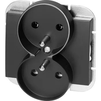 Elektrická zásuvka Dvojitá zapuštěná zásuvka 2x2P+E Onyx, 16A, 250V, PT-6OR, černá