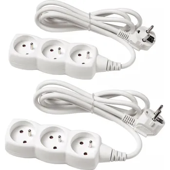 Prodlužovací kabel KOPPLA prodlužovací kabel s 3 zásuvkami bílý 1,5 m (2 kusy)