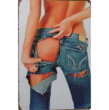 Plechová cedule Cedule žena rifle