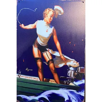 Plechová cedule Cedule Sexy žena na lodi