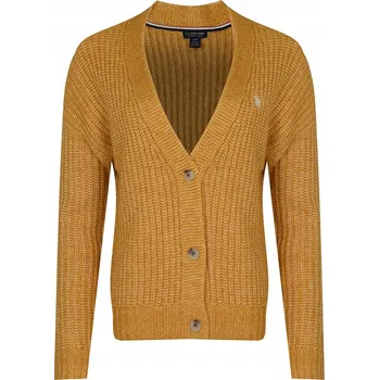 Dámský svetr U.S. Polo Assn. dámský svetr žlutý klasický délka do boků velikost L