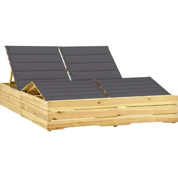 Zahradní lehátko vidaXL Dvojité lehátko se mi poduškami impregnovaná borovice [3065995] Barva: antracitová