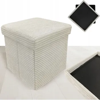 Taburet Plyšová skládací taburetka s úložným prostorem LAMPAS - béžová