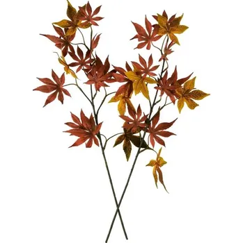 umělá květina Sada podzimní větev Javor, 60 cm, 2ks, oranžová