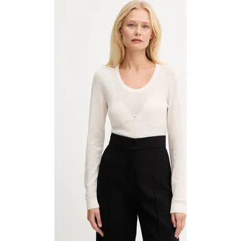 Dámský svetr Svetr s příměsí vlny Elisabetta Franchi béžová barva, MK35S57E2 01X, vel. 38