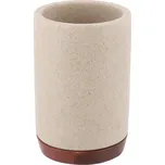 Koupelnový pohár Vegar, béžová/s dřevěnými prvky,