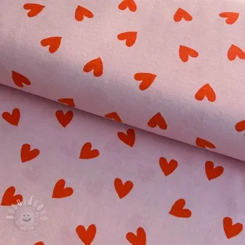 Bavlněná látka FLANNEL Hearts pink