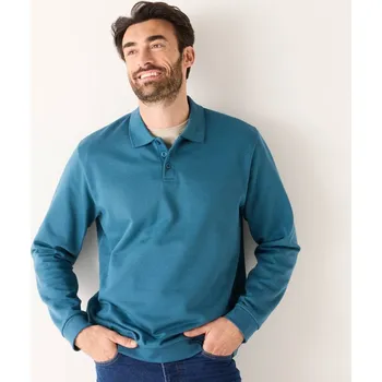 Pánská mikina Blancheporte Moltonová mikina s polo límečkem petrolejová 127/136 (3XL)