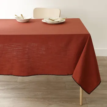 ubrus Blancheporte Jednobarevný bavlněný ubrus s originálním zakončením terakota 150x200 cm