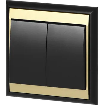 vypínač Vestavný dvoutlačítkový vypínač Luna, 10A, 250V, WP-2L, černá/zlatá