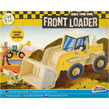 Puzzle 3D dřevěná skládačka se samolepkami - bagr