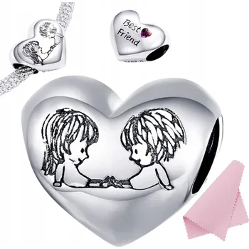 Přívěsek CHARMS Přívěsek BEST FRIEND přátelství přátelé srdce STŘÍBRO ryzosti s925