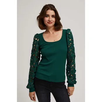 Halenka s krajkovými rukávy Marisse černá | zelená 2551003