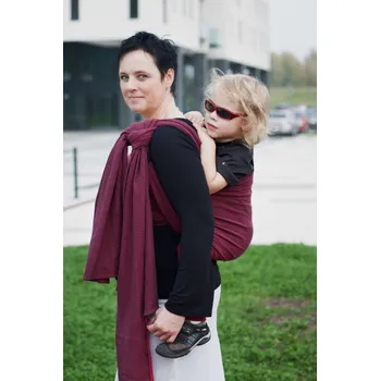 Šátek na nošení dítěte Šátek na nošení dětí Storchenwiege, vzor Leo bordeaux 5,2m
