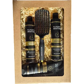 Kosmetická sada Placenta Xivitae dárková sada proti padání vlasů + Sister Young kartáč s kančími štětinami – luxusní kompletní péče