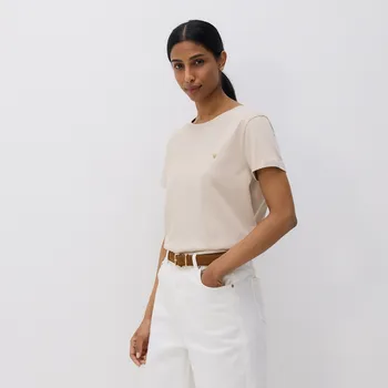 Dámské tričko Reserved - Tričko s&nbsp;drobnou výšivkou - béžová - WU153-08X - WU153-08X-L