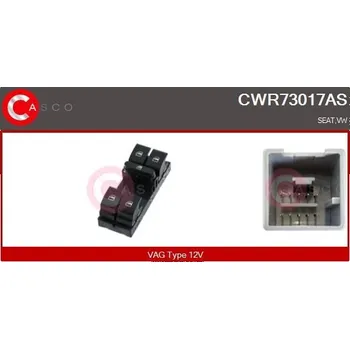 Spínač, zvedací zařízení oken CASCO CWR73017AS