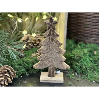 Vánoce Stromek dřevo opálený 21cm