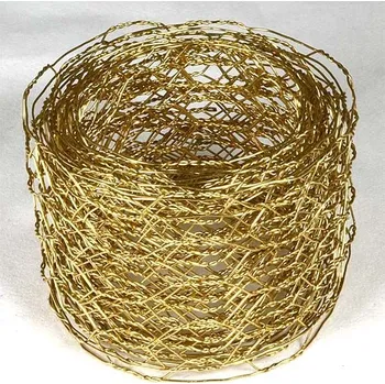 Vánoční dekorace Vázací síťka hexanet - 5 cm, 2,5 m, zlatá