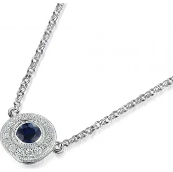 Náhrdelník Gems, Diamantový náhrdelník Lucienne, bílé zlato s&nbsp;brilianty a&nbsp;safírem, délka 45 cm, 585-38-5-0036.1B00.0.45.HSI.602.35