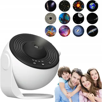 Projekční technika PROJEKTOR NOČNÍ OBLOHY NOČNÍ LAMPA LED 13 disků vesmír USB otočné planetárium