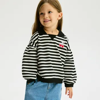 Dívčí tričko Reserved - Halenka s límečkem - černý - 417FT-99X - 417FT-99X-80