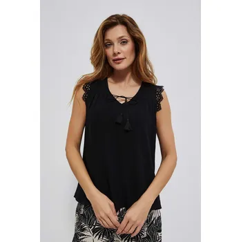 Viskózový top s krajkou Marisse černá | bílá | krémová 2333208