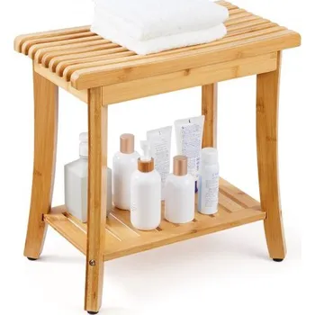 VEVOR Bambusová sprchová lavice 19,1 x 11,3 x 18,3 palce křeslo do sprchy do koupelny
