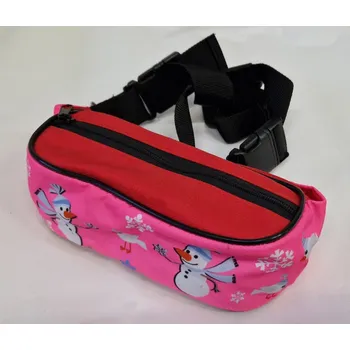 Boby Pás na dítě VELLA v ledvince růžový/červený sněhulák