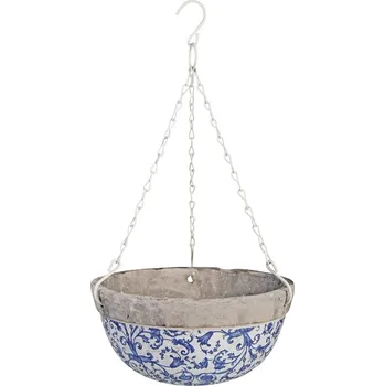 Květináč ZÁVĚSNÝ BETONOVÝ KVĚTINÁČ KELLY 11,5X25,5 CM BÍLÁ/MODRÁ