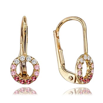 Náušnice Olivie Zlaté náušnice kroužky s různobarvenými zirkony Au 585/1000