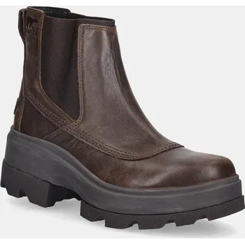 Dámská zimní obuv Kožené kotníkové boty Sorel JOAN FRWD CHELSEA dámské, hnědá barva, na platformě, 2138421256 89X, EUR 36