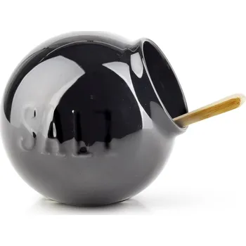 Mondex Modern porcelánová solnička se lžičkou 10x9 cm černá