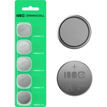Článková baterie Green Cell Greencell Blister 5x lithium baterie CR2016 3V 80mAh pro key fobs, watches, remotes, scales