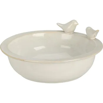 Zahradní dekorace Napajedlo pro ptáky Birdie, 9,5x24 cm, keramika, bílá