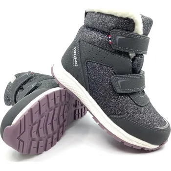Dívčí zimní obuv Viking Equip Glitter Warm WP 2V Šedé 30, Vnitřní délka boty: 19,3 cm