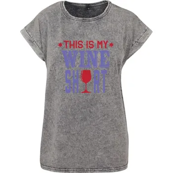 Dámské tričko Dámské tričko Acid wash Wine shirt Velikost: 5XL, Barva trička: Světle šedá