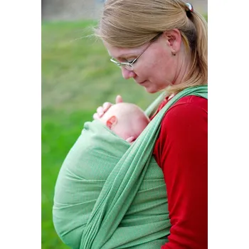 Šátek na nošení dítěte Šátek na nošení dětí Storchenwiege, vzor Leo zelený 5,2m